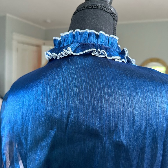 Shein Sheer blouse, long sleeves, Royal blue, women Plus size XL - Picture 10 of 11